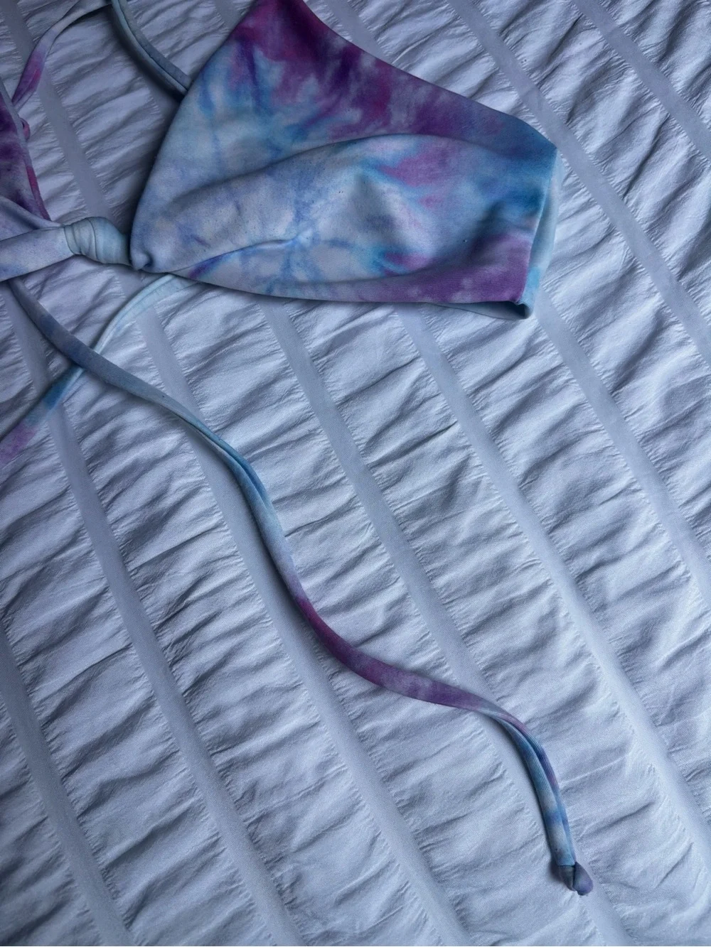 Skatie swim tie Dye Triangle Bikini Top in Purple & Blue “Sarah Top”